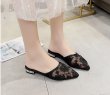 画像5: Women Baotou half slippers  sandals 　フラットハーフレース刺繍サンダル スリッパ　ミュール　 (5)