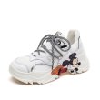 画像2: Women's Real Leather Mickey Mouse Chunky Sole Lace Up Sneakers ミッキーマウス リアルレザー 本革 チャンキーソール 厚底 レースアップ スニーカー (2)