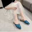 画像4: Women Baotou half slippers  sandals 　フラットハーフレース刺繍サンダル スリッパ　ミュール　 (4)