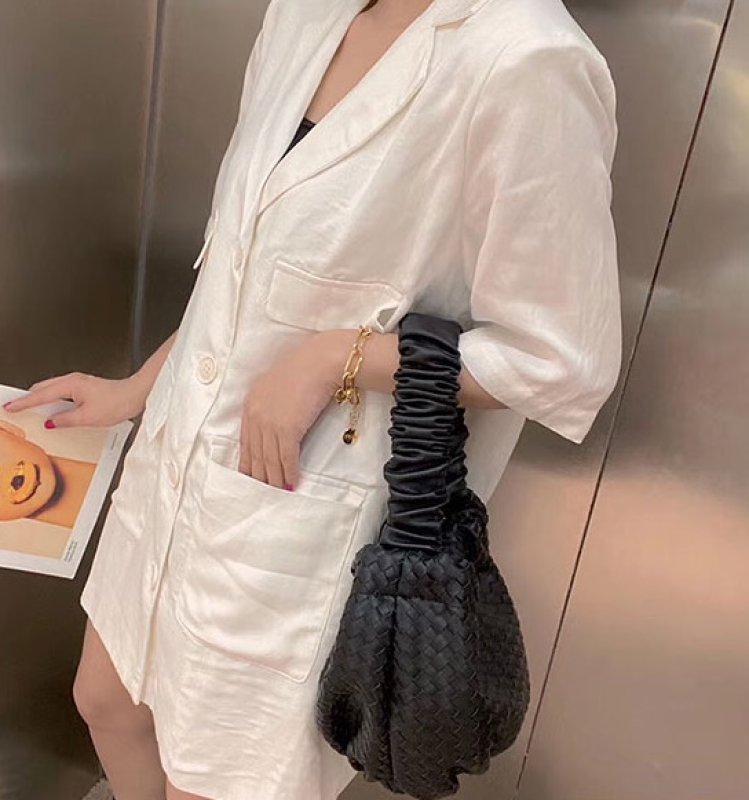 画像6: soft leather braided shoulder portable underarm bag ソフトレザーメッシュショルダートートバッグ (6)