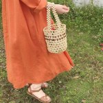 画像4: wild color matching hollow beaded bag  　　ビーズ織バケットバッグショルダートートバッグ (4)