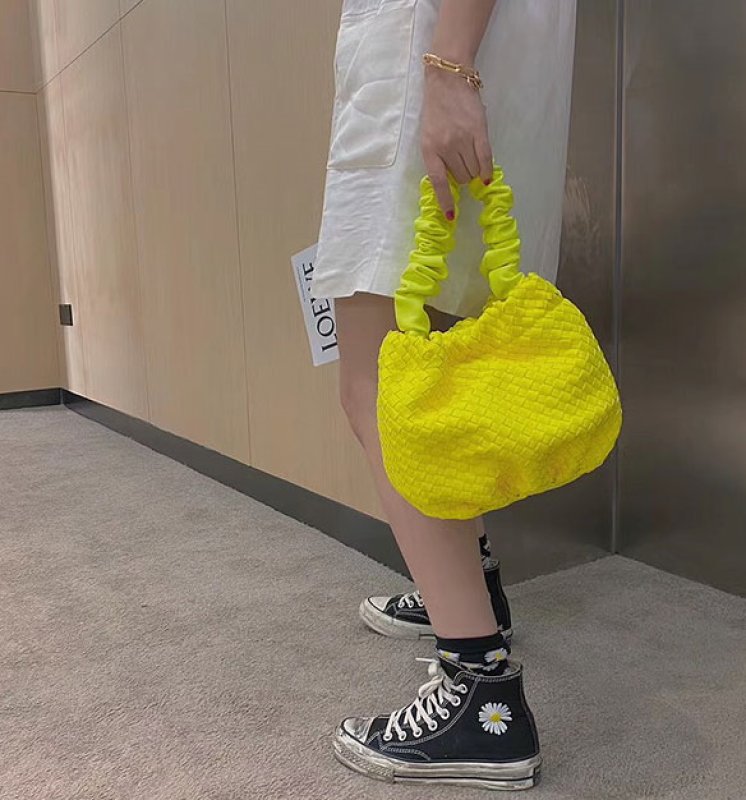 画像9: soft leather braided shoulder portable underarm bag ソフトレザーメッシュショルダートートバッグ (9)