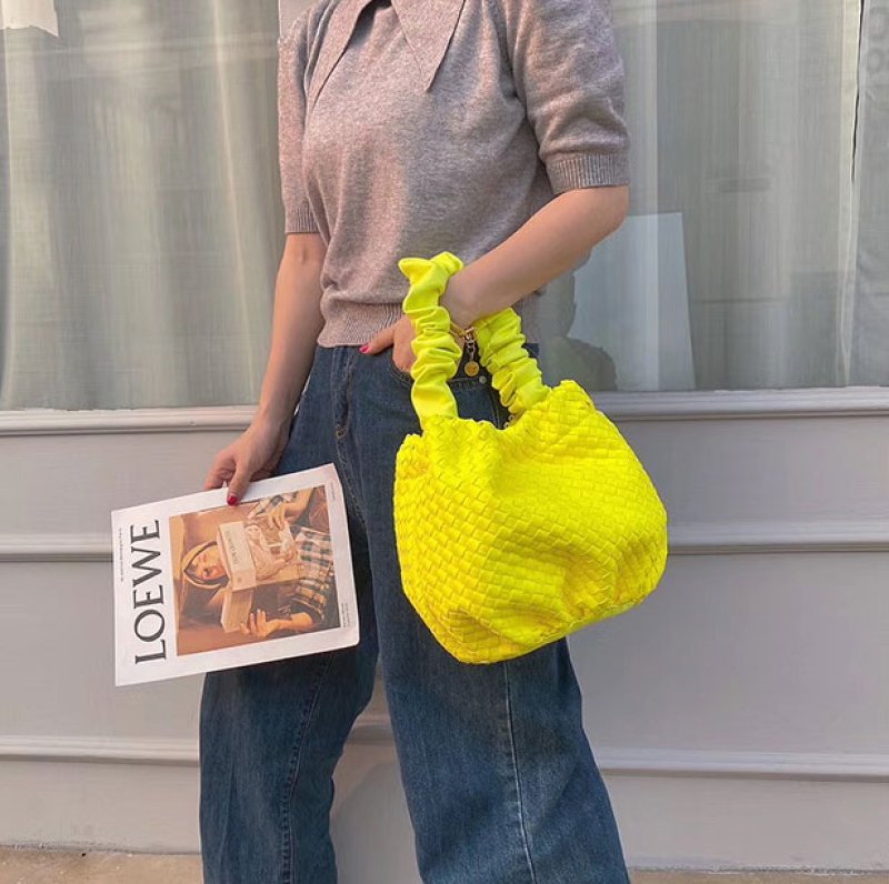 画像10: soft leather braided shoulder portable underarm bag ソフトレザーメッシュショルダートートバッグ (10)