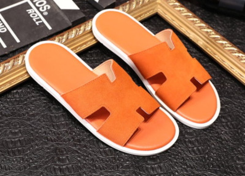 画像10:  men's leather H  flat slippers sandals  フラット本革レザーHサンダル　スリッパフリップフロップ (10)