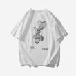 画像3: men's loose cartoon flaming print short sleeve T-shirt 　ユニセックス 男女兼用ベアー熊プリントTシャツ (3)