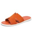 画像2:  men's leather H  flat slippers sandals  フラット本革レザーHサンダル　スリッパフリップフロップ (2)