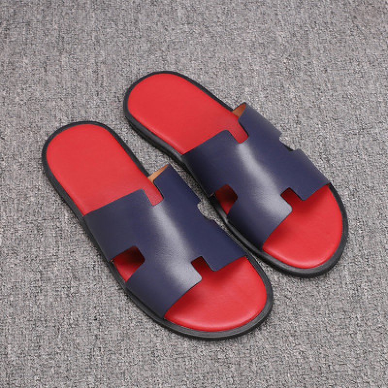 画像11:  men's leather H  flat slippers sandals  フラット本革レザーHサンダル　スリッパフリップフロップ (11)