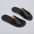 画像6:  men's leather H  flat slippers sandals  フラット本革レザーHサンダル　スリッパフリップフロップ (6)