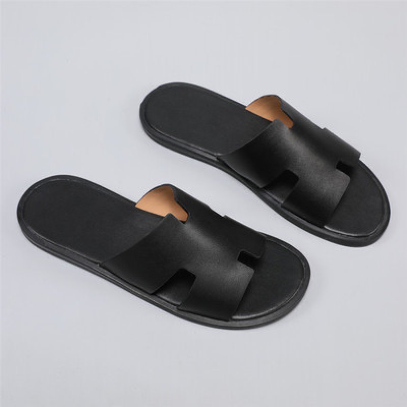 画像6:  men's leather H  flat slippers sandals  フラット本革レザーHサンダル　スリッパフリップフロップ (6)