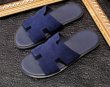 画像7:  men's leather H  flat slippers sandals  フラット本革レザーHサンダル　スリッパフリップフロップ (7)
