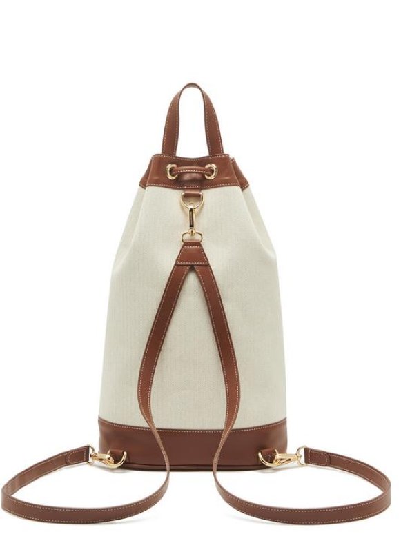 画像8:   stitching contrast color shoulder portable canvas backpack shoulder messenger bag  バケットポータブルキャンバスバックパック ショルダーメッセンジャーバッグ (8)