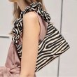 画像3: zebra pattern fabric French retro fold bag shoulder messenger bag 　ゼブラパターントート ショルダーメッセンジャーバッグ (3)