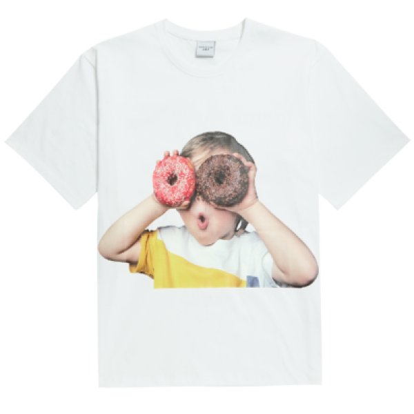 画像1: Unisex Mens ＆ Woman baby face donut short sleeve t-shirt ベイビーフェイス ドーナツ プリント半袖Tシャツ (1)
