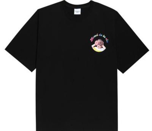 画像1: Unisex Mens ＆ Woman Onepoint baby face donut short sleeve t-shirt ベイビーフェイス ワンポイント ドーナツ プリント半袖Tシャツ (1)