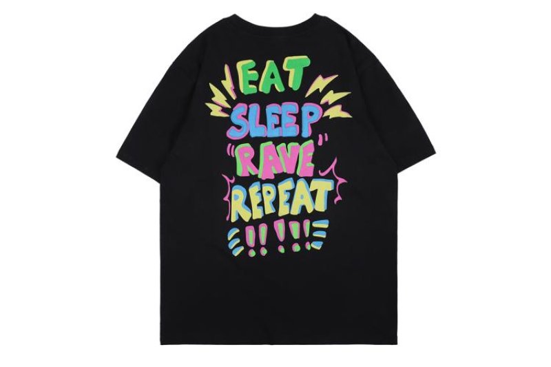 画像5: Unisex Mens & Woman Eat Sleep Rave Repeat Short Sleeve Hip Hop Graphic Printing Tees t-shirt  男女兼用イートスリープレイブリピートショートスリーブTシャツヒップホップグラフィックプリントTシャツ (5)