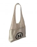 画像1: knit H logo shoulder eco bag　　ニット編みHロゴショルダーエコバックトート　トートバック (1)