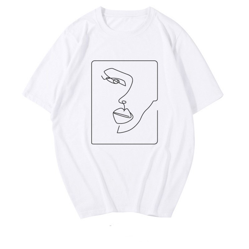 画像1: Women's  characters Facebook emoji printing T-shirt   キャラクターフェイスプリント半袖Tシャツ　 (1)