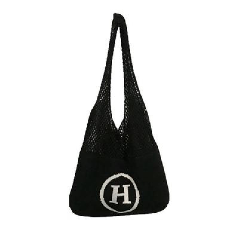 画像2: knit H logo shoulder eco bag  ニット編みHロゴショルダーエコバックトート トートバック (2)