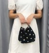 画像3: small daisy bag Handbag r eco bag　デイジー刺繍 フラワーパールハンドル トートミニ ハンドバッグ ショルダーバック　エコバックトート　トートバック (3)