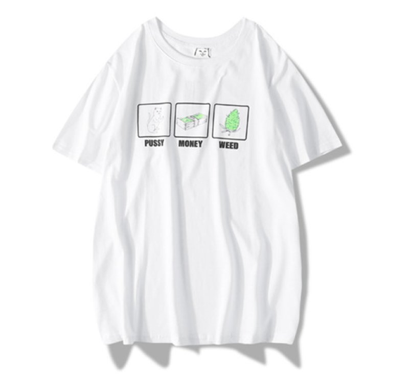 画像4: Unisex Mens & Woman cheap cat multi-element cartoon  print Short Sleeve  t-shirt  男女兼用キャットプリントショートスリーブTシャツ (4)