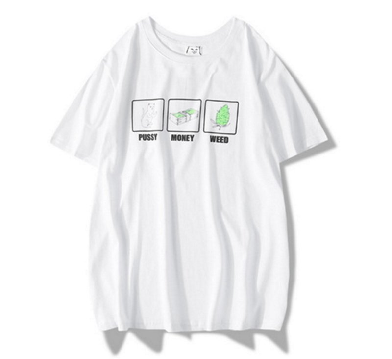 画像1: Unisex Mens ＆ Woman cheap cat multi-element cartoon  print Short Sleeve  t-shirt  男女兼用キャットプリントショートスリーブTシャツ (1)