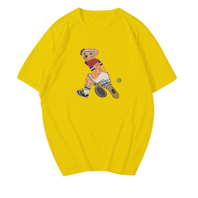 画像5: Unisex Mens & Woman Tennis Bear Print Short Sleeve  t-shirt  男女兼用テニスベアープリントショートスリーブTシャツ (5)