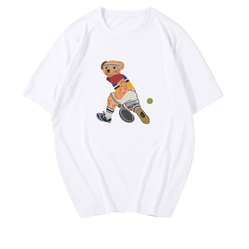画像2: Unisex Mens & Woman Tennis Bear Print Short Sleeve  t-shirt  男女兼用テニスベアープリントショートスリーブTシャツ (2)