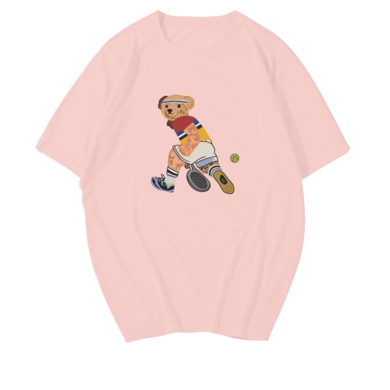 画像8: Unisex Mens & Woman Tennis Bear Print Short Sleeve  t-shirt  男女兼用テニスベアープリントショートスリーブTシャツ (8)