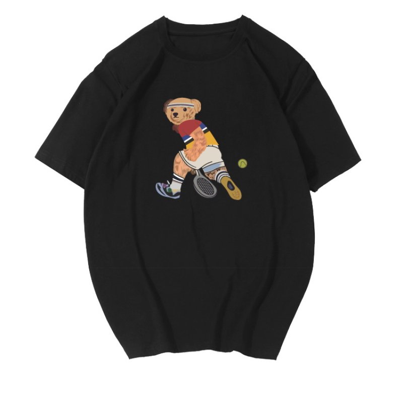 画像3: Unisex Mens & Woman Tennis Bear Print Short Sleeve  t-shirt  男女兼用テニスベアープリントショートスリーブTシャツ (3)