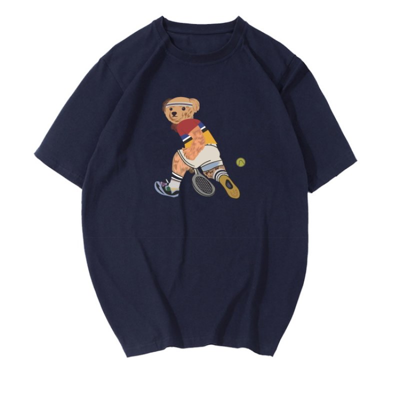 画像7: Unisex Mens & Woman Tennis Bear Print Short Sleeve  t-shirt  男女兼用テニスベアープリントショートスリーブTシャツ (7)