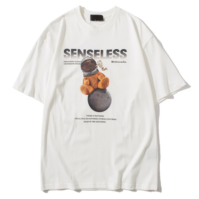 画像3: Men's Vintage Bear Spacesuit Print cartoon anime tshirt オーバーサイズ ユニセックス 男女兼用 宇宙服 ベア― 熊 SENSELESS センスレス レターロゴ入り 半袖Tシャツ (3)