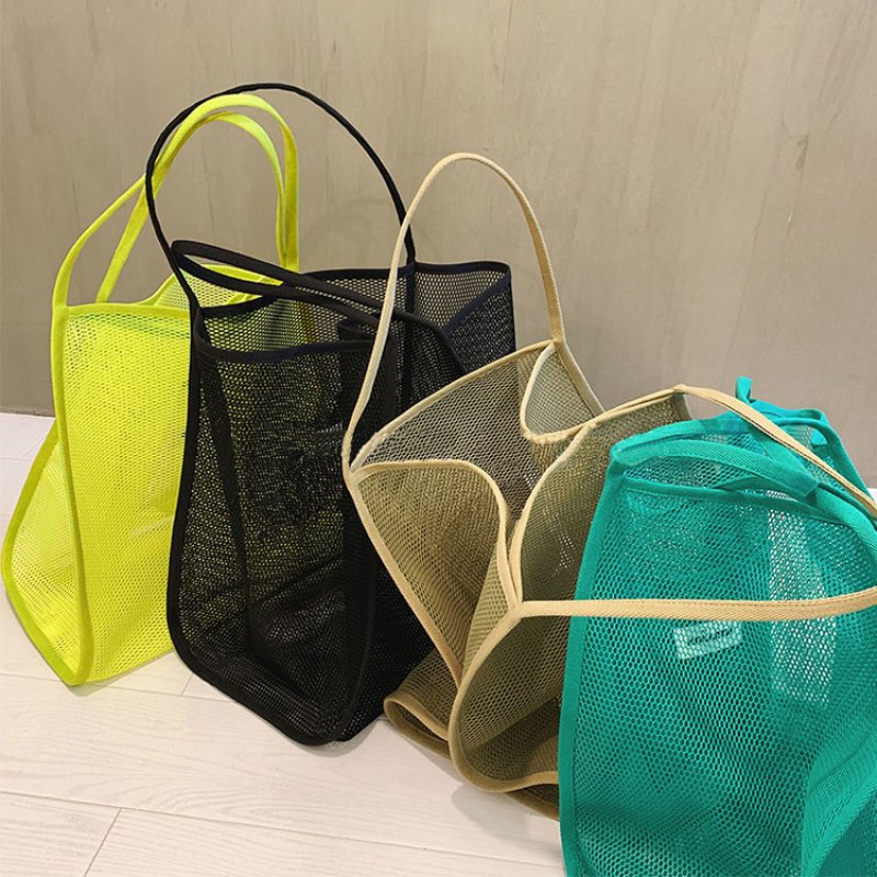 画像3: transparent mesh large capacity shoulder bag s eco bag shopping bag 透明メッシュエコバッグア トート ショルダーバック (3)