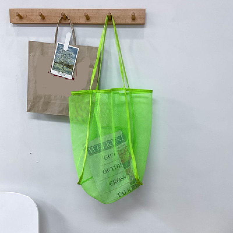 画像11: transparent mesh large capacity shoulder bag s eco bag shopping bag 透明メッシュエコバッグア トート ショルダーバック (11)