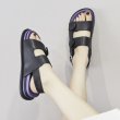 画像5: Women color matching thick bottom fashion Velcro  flat  sandals  slippers 厚底ファッションベルクロバックストラップ フラットサンダル スリッパ (5)