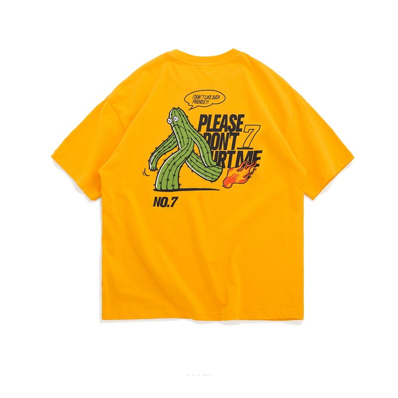 画像13: Men's cartoon printed t-shirt  loose tshirt   オーバーサイズ ユニセックス 男女兼用アニメサボテンプリント 半袖Tシャツ (13)