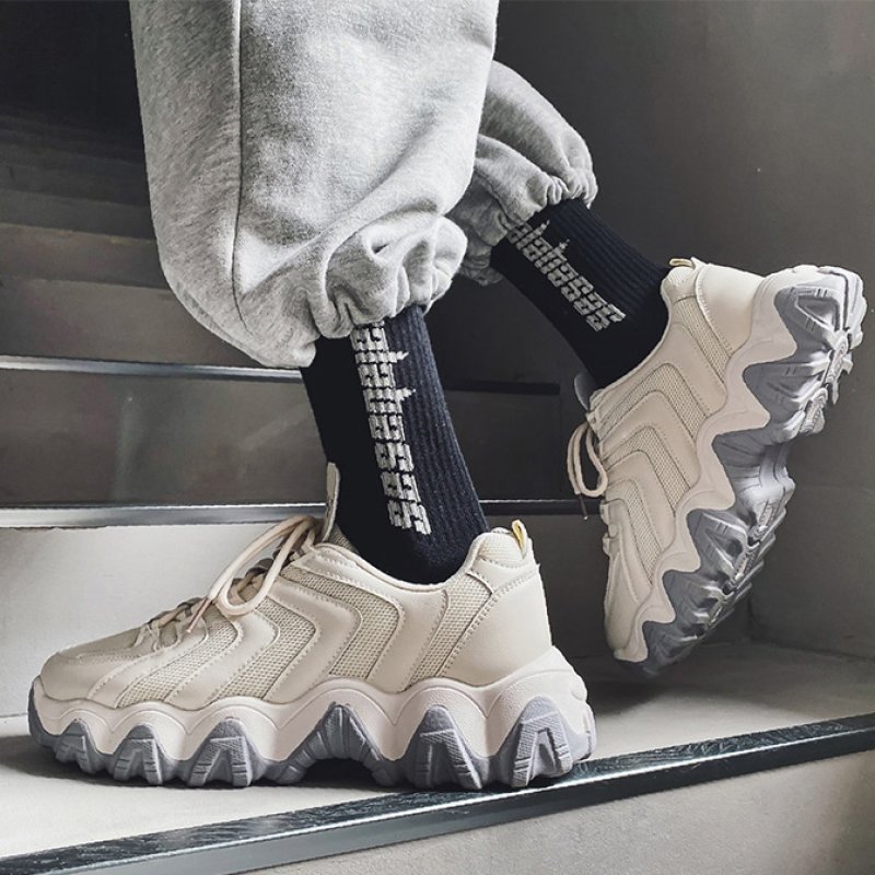 画像3: Men's Lace up Chunky sole leather sneaker shoes メンズ チャンキーソール 厚底 アグリー スニーカー　 (3)