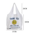 画像6: cotton and linen shoulder  eco bag shopping bag　スマイルプリントコットンショルダーエコバッグトート バック (6)