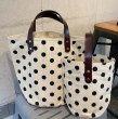 画像2: Canvas bucket type tote eco bag　スマイル ドットプリントバケットトートエコバッグ (2)