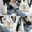 画像5: cotton and linen shoulder  eco bag shopping bag　スマイルプリントコットンショルダーエコバッグトート バック (5)