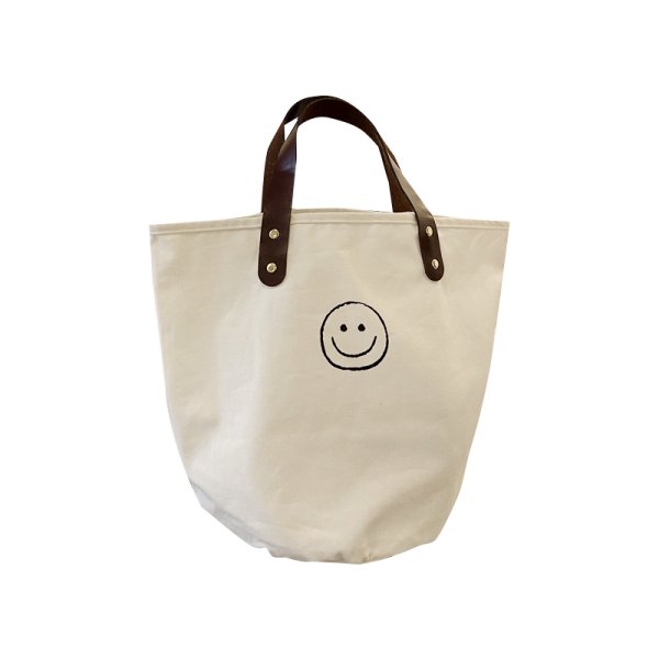 画像1: Canvas bucket type tote eco bag　スマイル ドットプリントバケットトートエコバッグ (1)