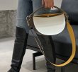 画像6: New woman’s paragraph semi-circle bag diagonal contrast color matching color single shoulder diagonal handbag saddle bag　本革レザー半円型コントラストカラーマッチングシングルショルダー斜めハンドバッグサドルバッグトートショルダー斜め掛けバック　 (6)