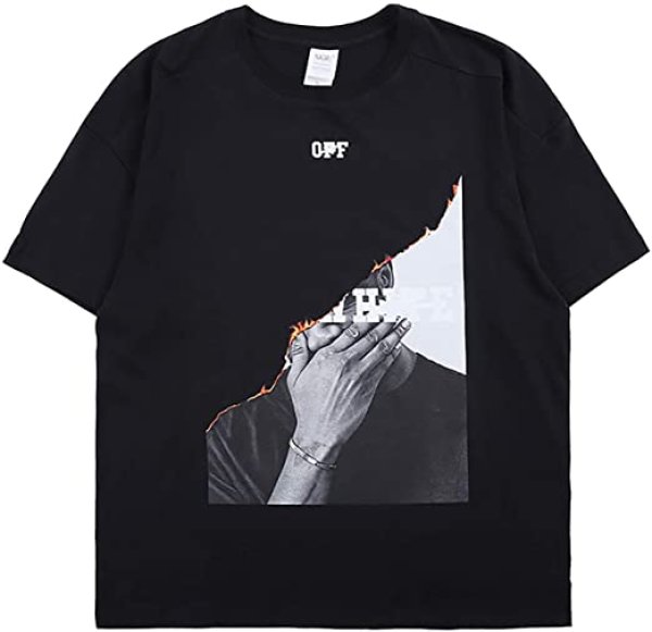 画像1: Men's Unisex Cool Men Graphic Cotton Crew Neck T Shirt   ユニセックス 男女兼用炎スリット 半袖Tシャツ (1)