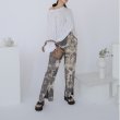 画像1: High waist split casual pants wide leg pants  ハイウエストスプリットカジュアルタイダイパンツワイドレッグパンツ (1)