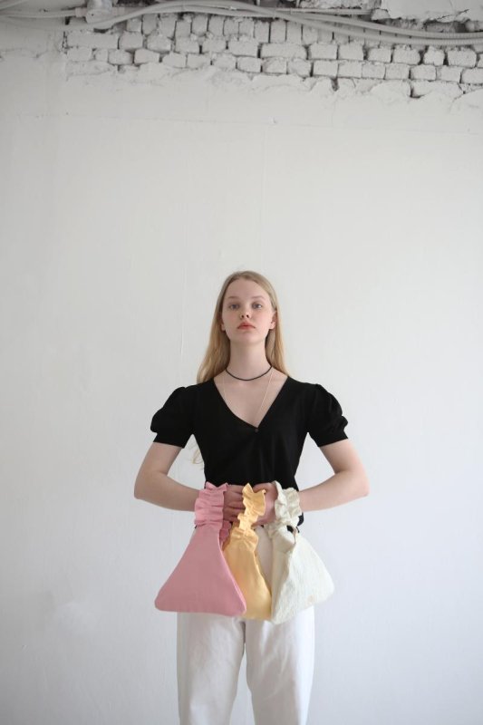 画像9: Woman’shand-in-hand cute lotus leaf folds totebag  ギャザーハンドルトライアングルトートバック (9)