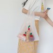 画像4: Hyun A flowers thin transparent fairy bag  eco bag shopping bag　ストロベリーアップリケ付きショルダーエコバッグトート バック (4)