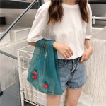 画像6: Hyun A flowers thin transparent fairy bag  eco bag shopping bag　ストロベリーアップリケ付きショルダーエコバッグトート バック (6)