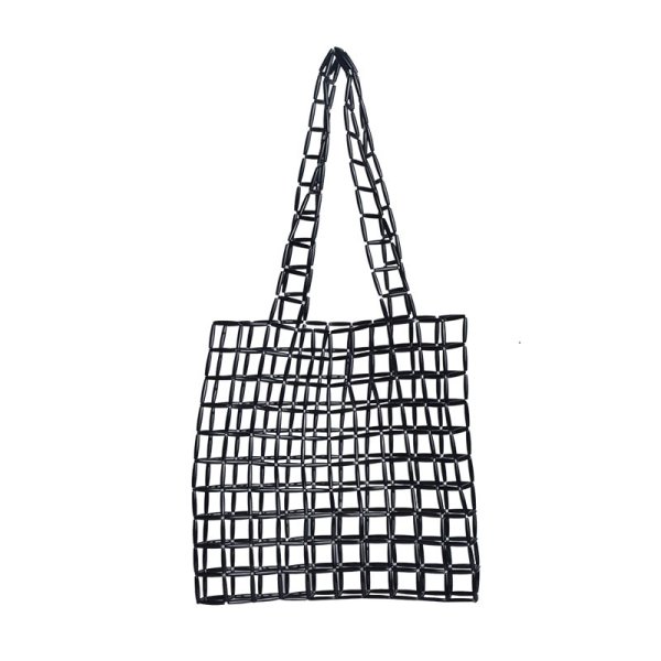 画像1: crown beaded handmade large capacity tote bag shoulder bag  shopping bag　ハンドメイドクラウンビーズショルダートート エコバッグ (1)