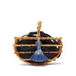 画像1: Woman’s Bamboo Round handmade tassel handbags bag バンブー 竹 丸形 タッセル付レトロバケットトートカゴ　籠　かごトートバック (1)