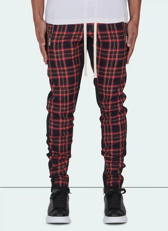 画像5: Men's plaid trend color matching slim pants メンズ 男女兼用 チェック柄トレンドカラーマッチングスリムパンツ (5)