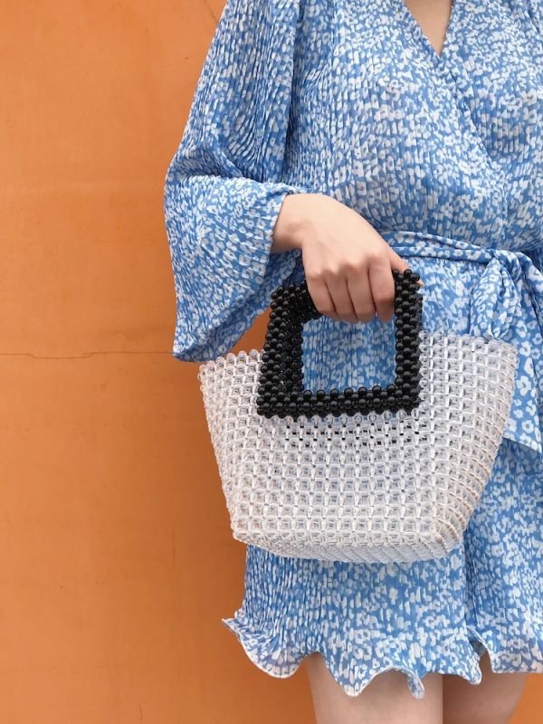 画像3: Women's  hand-woven beaded  Tote Bag 　フレンチビーズハンドメイド トートバッグ (3)